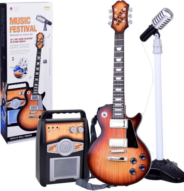 Električna gitara s pojačalom i mikrofonom