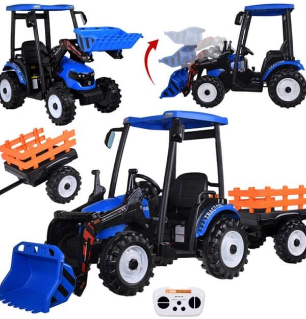 Traktor bager AKU s prikolicom plavi