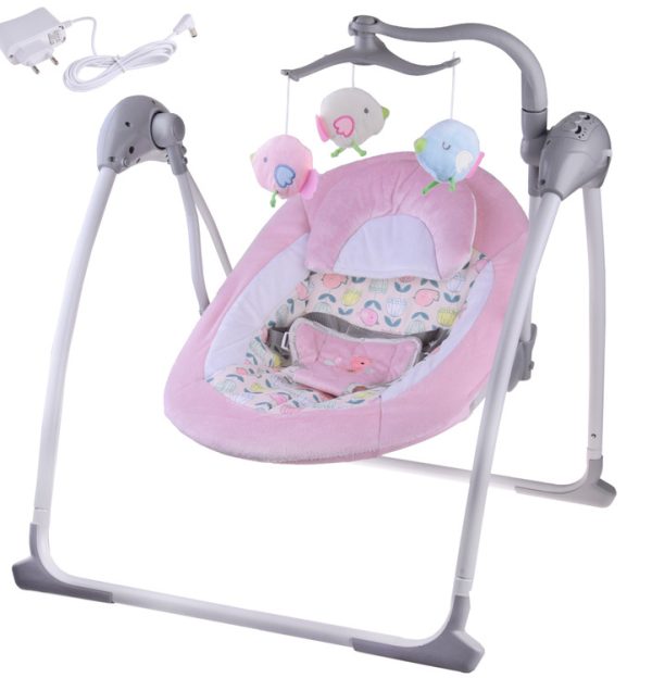 Električna baby ljuljačka pink/grey