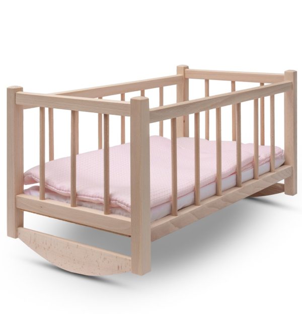 Drvena kolijevka za lutke s krevetninom