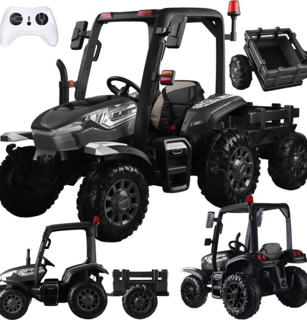 Veliki traktor s prikolicom 4×4 – crni